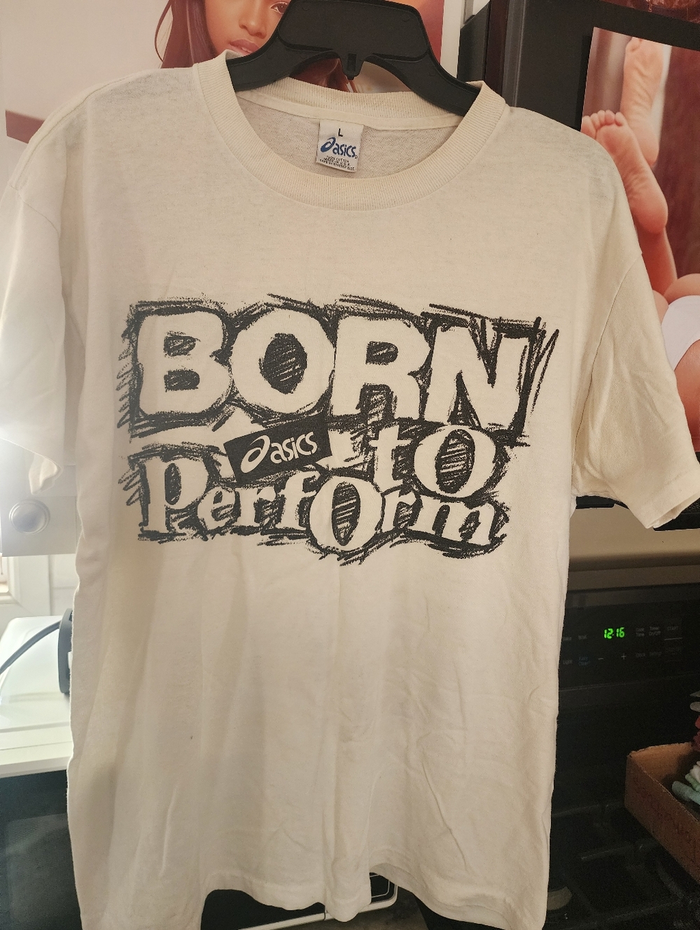 ASICS Men’s White 'Born to Perform' Graphic Tee Circa 1992